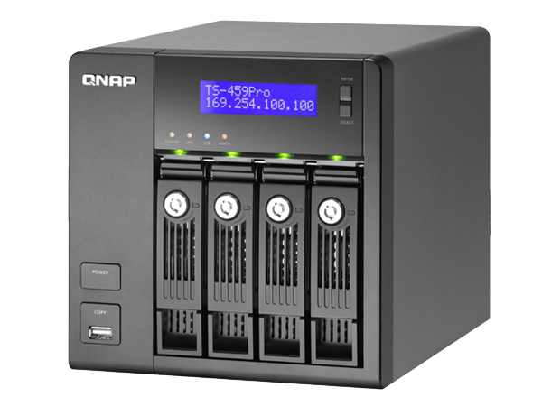 TS-459-PRO-PLUS QNAP QNAP 4-Bay iSCSI Hotswapped NAS Dual-LAN Intel Pineview D525 1.8GHz CPU 1GB RAM-DISCONTINUED