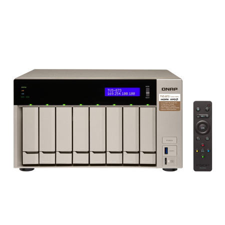 [DISCONTINUED] TVS-873e-4G-US QNAP 8-Bay Desktop NAS/IP-SAN 2.1 GHZ RX-421BD quad-core 4GB RAM - NO HDD