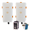 WES4HTG-KT-P5 KBC Networks 5GHz Wireless High Throughput Gigabit Ethernet System Kit Up to 650Mbps Bi-directionally with 2 x WES4HTG-AX-CA Modules Integrated 17dBi Antennas, 1 x ESUGS8-B Unmanaged PoE Switch and 1 x NDR-240-48 DIN Rail Power Supply - US Power Plug