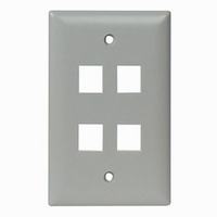 WP3404-GY Legrand On-Q 1-Gang 4-Port Wall Plate Gray