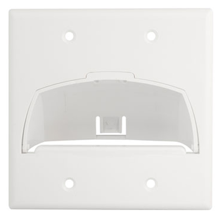WP9002-WH Legrand On-Q Double Gang Hinged Bull Nose Wall Plate White
