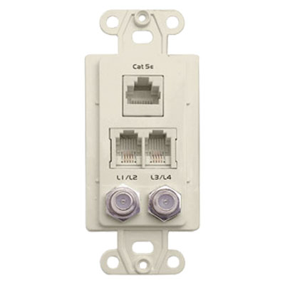 WPA-PDC OpenHouse Data/Telephone/Coax TAP Wall Plate (Almond)