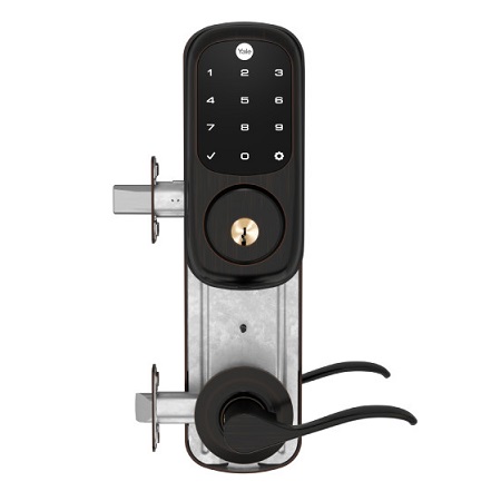 YRC226-ZW2-NW-5-0BP Yale Touchscreen, Interconnected Lockset, NW Lever, Z-Wave,  5 1/2" Prep - Oil Rubbed Bronze