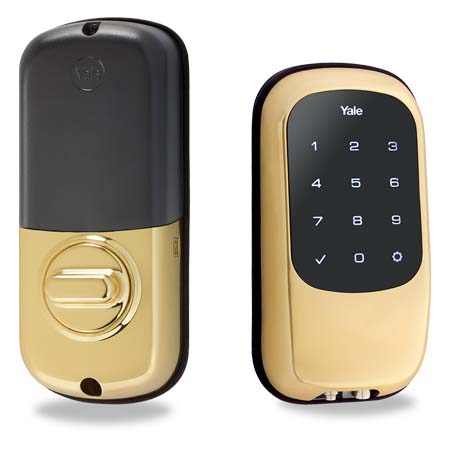 [DISCONTINUED] YRD120ZW605 Yale Touchscreen Z-Wave Key Free Deadbolt - Bright Brass-PVD