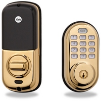 [DISCONTINUED] YRD210ZW605 Yale Push Button Z-Wave Deadbolt - Bright Brass-PVD