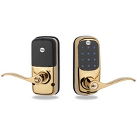 [DISCONTINUED] YRL220ZW605 Yale Touchscreen Z-Wave Lever - Bright Brass-PVD