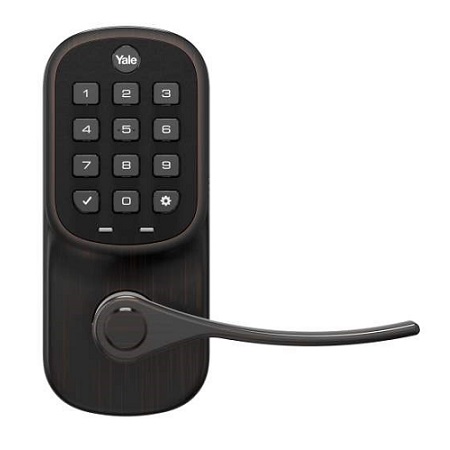 [DISCONTINUED] YRL236-ZW2-0BP Yale Pushbutton Key Free Z-Wave Lever - Oil Rubbed Bronze (Permanent)