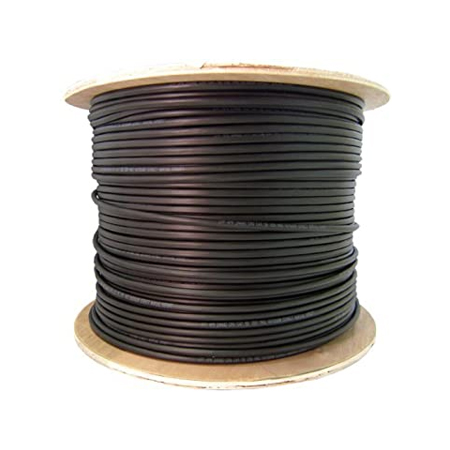 R001567M1B Remee 18 AWG Shielded Solid Bare Copper Non-Plenum CATV Coaxial Cable - 1000' Reel - Black