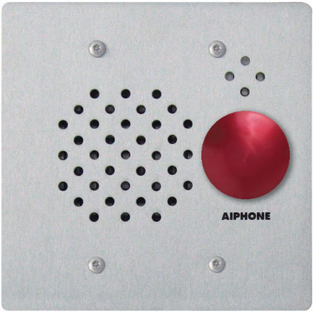 IE-SSR AIPHONE Vandal and Weather Resistant 2-Gang Door Station with Red Mushroom Button - Flush Mount Stainless Steel