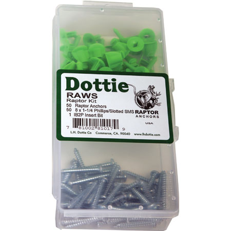RAWS L.H. Dottie Raptor Anchor Kit with Phillips/Slotted SMS