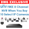 DWG Exclusive - FREE NVR302-08S2-P8 8 Channel NVR with Purchase of Any 10 Select Uniview IP Security Cameras