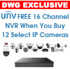 DWG Exclusive - FREE NVR302-16S2-P16 16 Channel NVR with Purchase of Any 12 Select Uniview IP Security Cameras